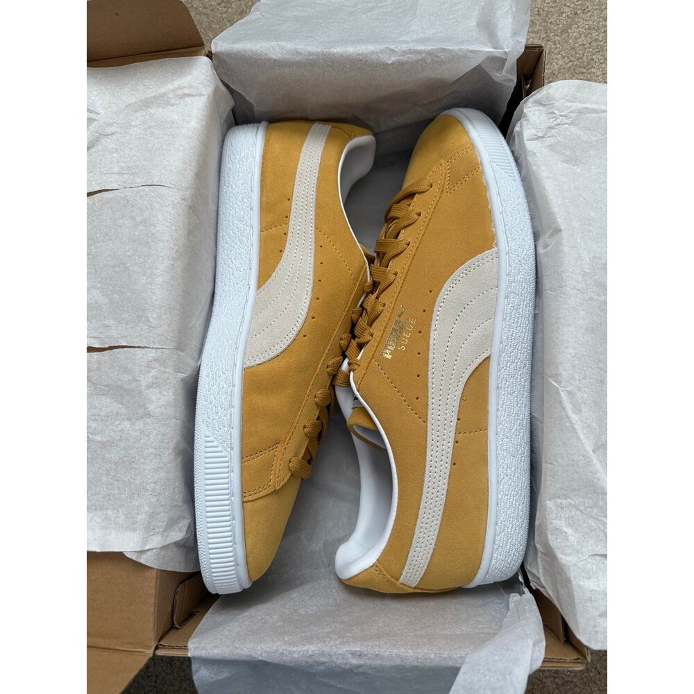 PUMA Suede Classic XXI Honey Mustard Yellow White Men's 12 NWT New Box